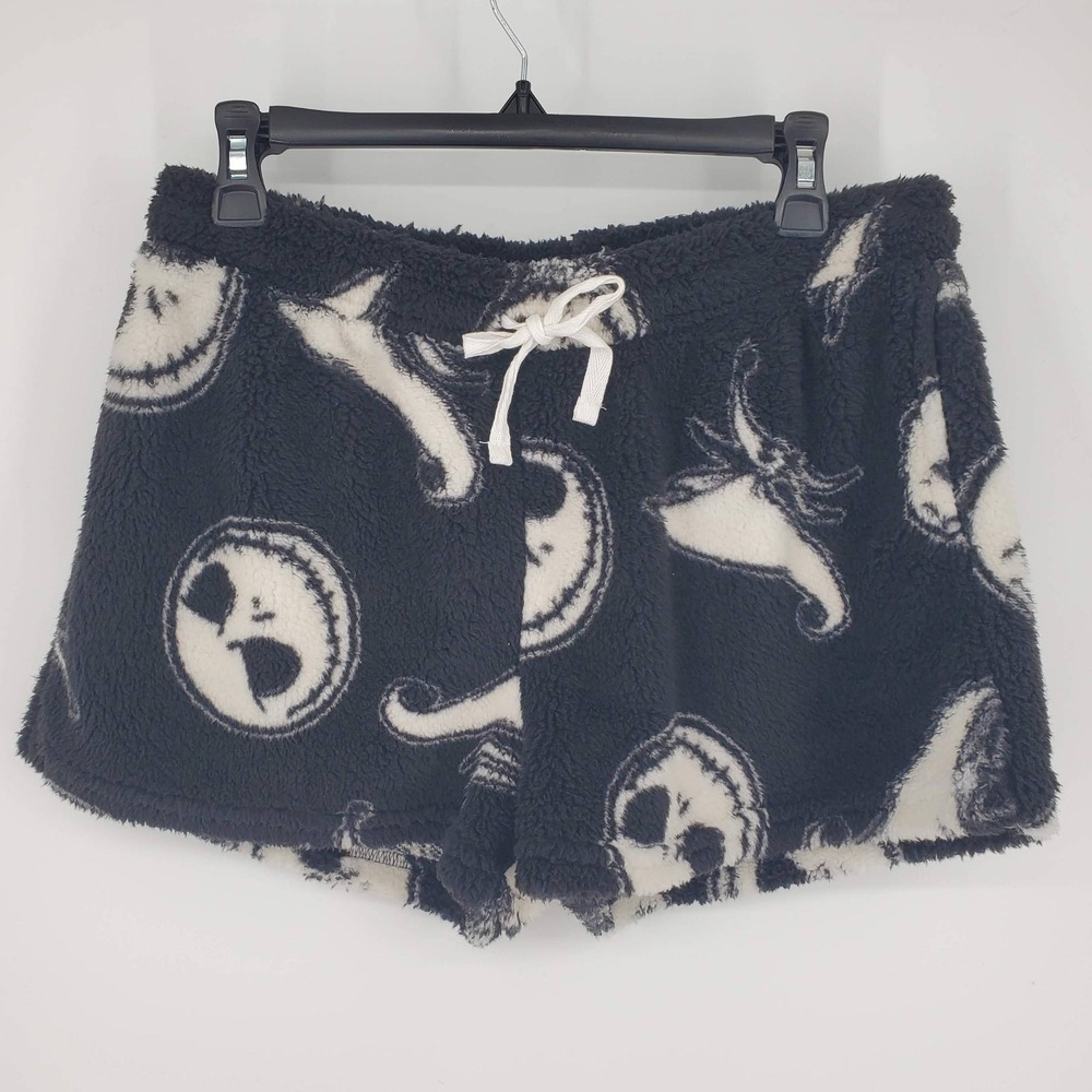 Disney Nightmare Before Christmas Pajama Shorts Jack Skellington Lounge LG Fuzzy